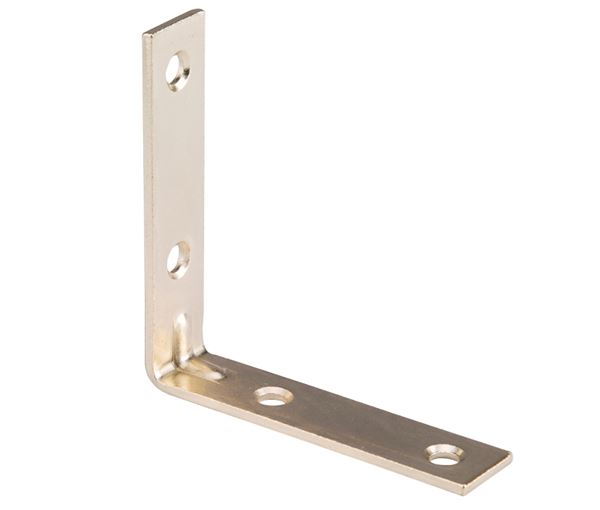 Prosource CB-S03-C4PS Corner Brace, 3 in L, 3 in W, 3/4 in H, Steel, Bright Brass, 2.6 mm Thick Material