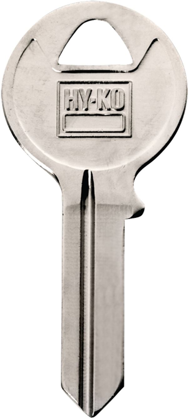 Hy-Ko 11010AMH1 Key Blank, Brass, Nickel, For: American Cabinet, House Locks and Padlocks, Pack of 10