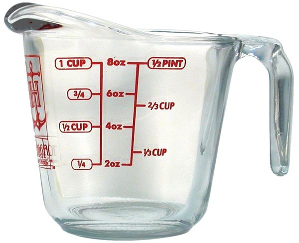 Anchor Hocking 551750L13 Measuring Cup, Glass, Clear, Pack of 4