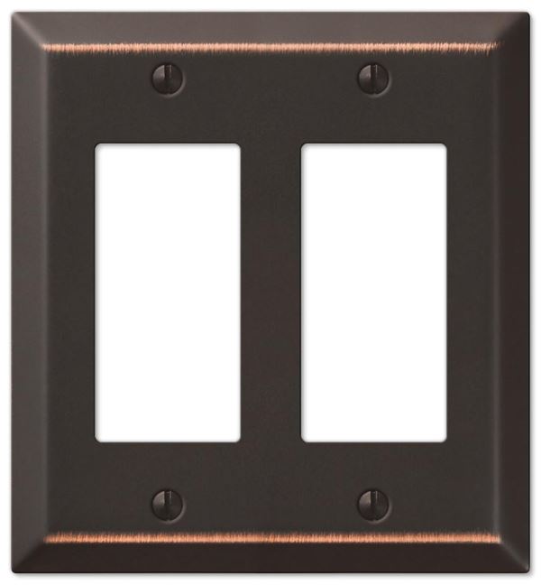 Amerelle Century 163RRDB Wallplate, 4-15/16 in L, 4-9/16 in W, 2 -Gang, Steel, Bronze, Pack of 3