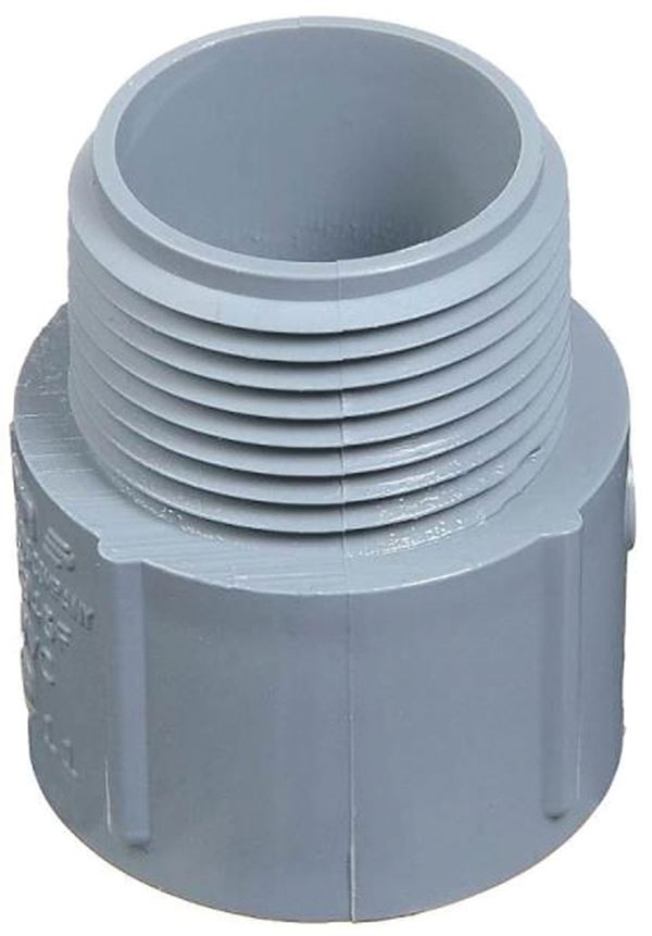 Carlon E943HR-CTN Terminal Adapter, 1-1/2 in MPT x Socket, 2.18 in Dia, 2.1 in L, PVC, Gray