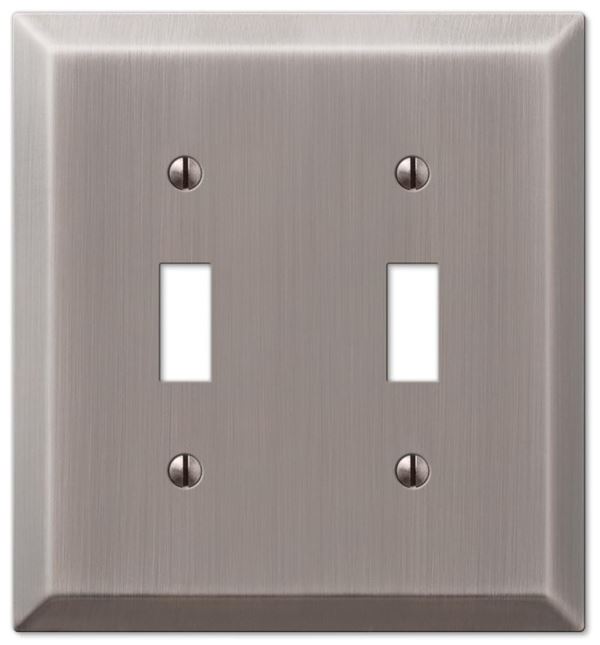 Amerelle Century 163TTAN Wallplate, 4-15/16 in L, 4-9/16 in W, 2 -Gang, Steel, Antique Nickel, Pack of 3