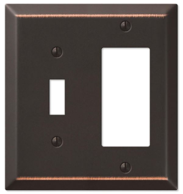 Amerelle 163TRDB Wallplate, 4-15/16 in L, 4-9/16 in W, 2 -Gang, Steel, Bronze, Wall Mounting, Pack of 3