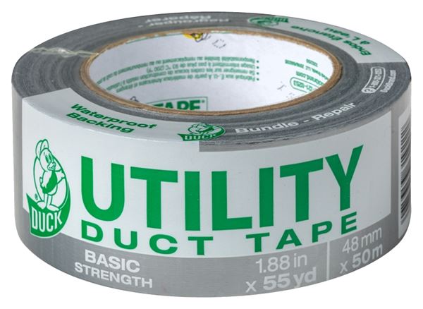 Duck 1118393 Duct Tape, 55 yd L, 1.88 in W, Silver