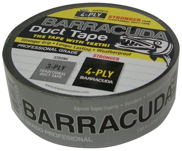 Blue Dolphin TP DUCT BARA BLK Duct Tape, 60 yd L, 1.88 in W, Black/Silver