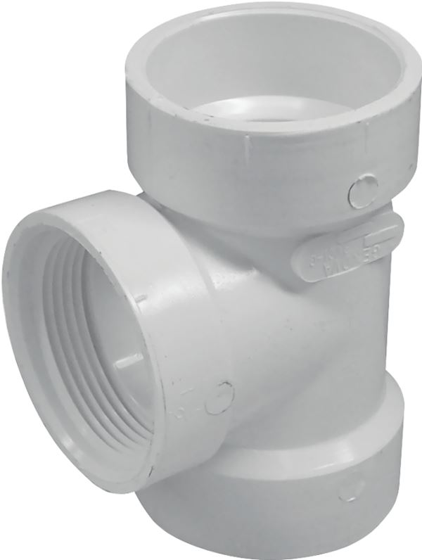 IPEX 192116S Cleanout Pipe Tee, 3 in, Hub x FNPT, PVC, White, SCH 40 Schedule