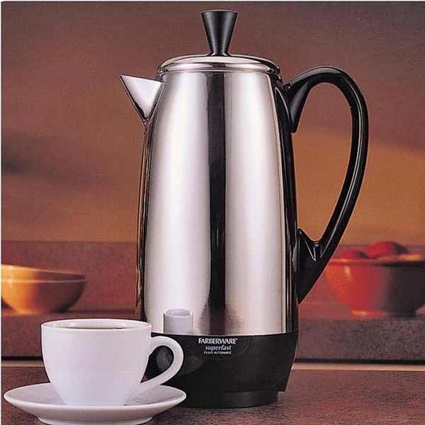 Farberware FCP412 Electric Percolator, 2 to 12 Cup, 1 W, Stainless Steel, Knob Control