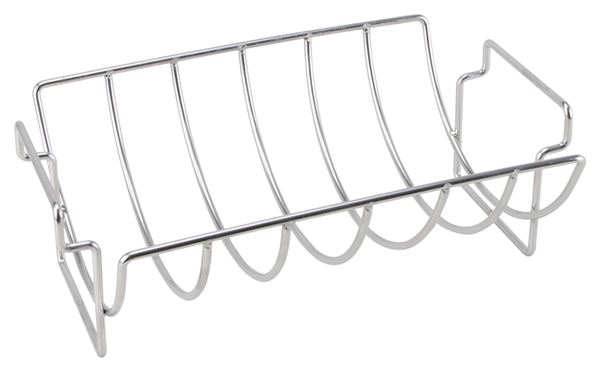 Omaha BBQ-37237 Rib and Roast Holder, 14-1/2 in L, Stainless Steel, Stainless Steel, Build-in Handle