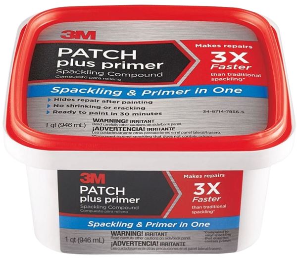 3M PPP-32-BB Patch Plus Primer Spackling Compound, White, 32 fl-oz Square Tub