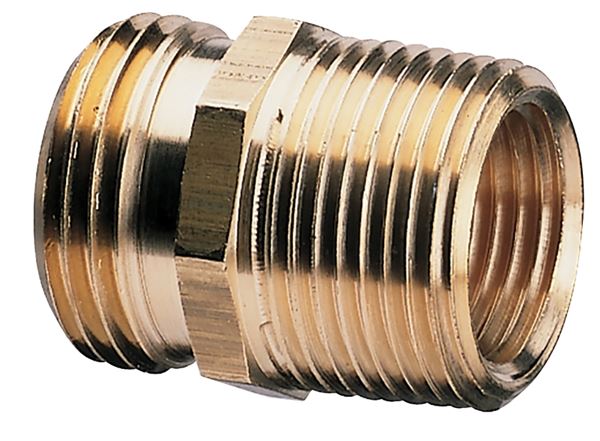 Gilmour 877054-1001 Hose Adapter, 3/4 x 3/4 x 1/2 in, MNH x MNPT x FNPT, Brass, For: Garden Hose