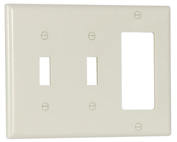 Eaton Wiring Devices 2173LA Combination Wallplate, 4-1/2 in L, 2-3/4 in W, Standard, 3 -Gang, Thermoset