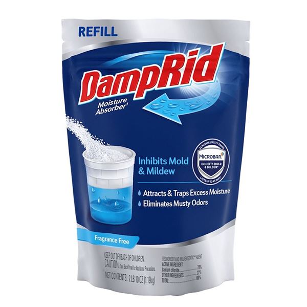 DampRid FG30K Moisture Absorber Refill, 42 oz Pouch, Solid, Odorless