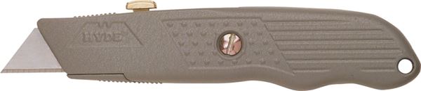 Hyde 42070 Utility Knife, Zinc Blade, Textured Handle, Gray Handle