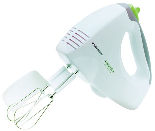 Black+Decker MX3000W Hand Mixer, 120 V, 250 W, 6-Speed, Gray/White