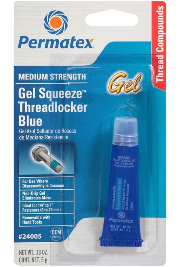 Permatex 24005 Threadlocker, Gel, Mild, Blue, 5 g