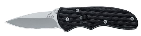 Gerber 22-41526 Folding Knife, 2.1 in L Blade, HCS Blade, 1-Blade, Textured Handle, Black Handle