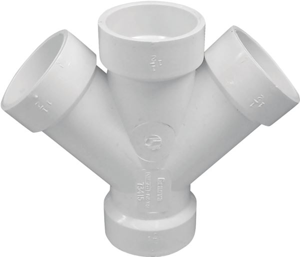 B & K 05840H Double Pipe Wye, 3 in, Hub, PVC, White, SCH 40 Schedule