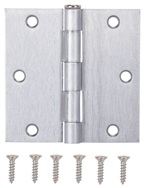 ProSource 20338SCX Square Corner Door Hinge, Steel, Satin Chrome, Loose Pin, 180 deg Range of Motion