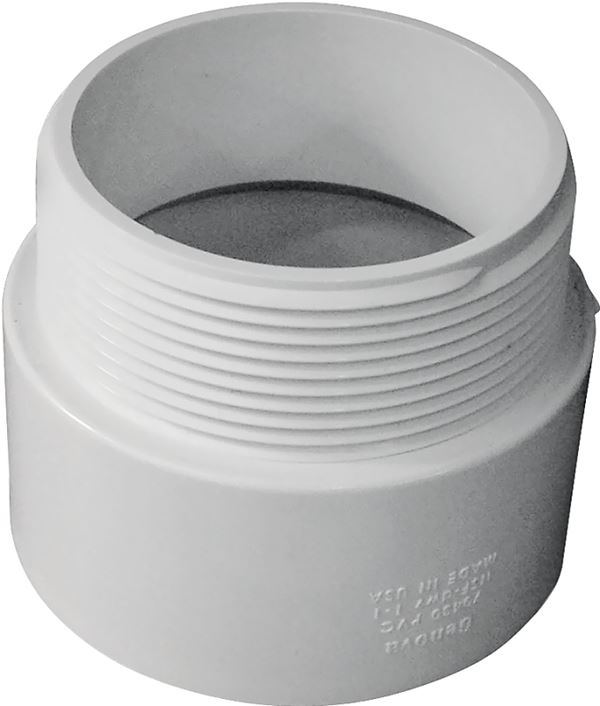 Canplas 192873 Pipe Adapter, 3 in, MNPT x Hub, PVC, White