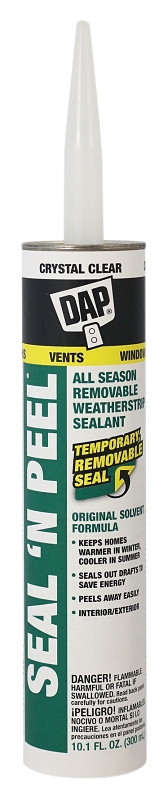 DAP Seal-N-Peel 18351 Weatherstrip Sealant, Clear, 40 to 100 deg F, 10.1 oz Cartridge