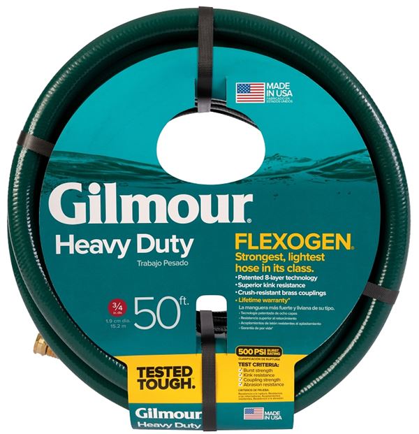 Gilmour 1034050 Garden Hose, 50 ft L, Rubber, Green