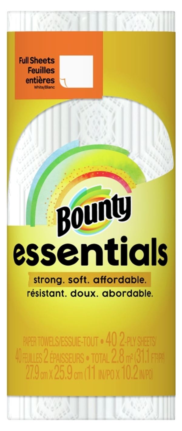 Bounty Essentials 74657 Paper Towel Roll, 2-Ply, Pack of 30