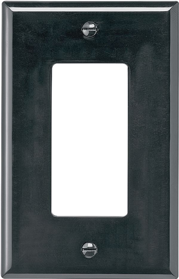 Eaton Wiring Devices PJ26BK Wallplate, 4-7/8 in L, 3-1/8 in W, 1 -Gang, Polycarbonate, Black, High-Gloss