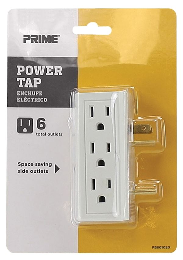 Prime PB801020 Power Tap, 15 A, 125 V, 6 -Outlet, White