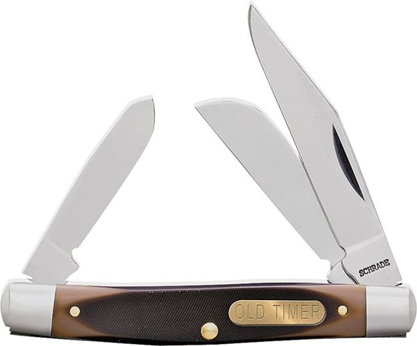 OLD TIMER 34OT Folding Pocket Knife, 2.4 in L Blade, 7Cr17 High Carbon Stainless Steel Blade, 3-Blade