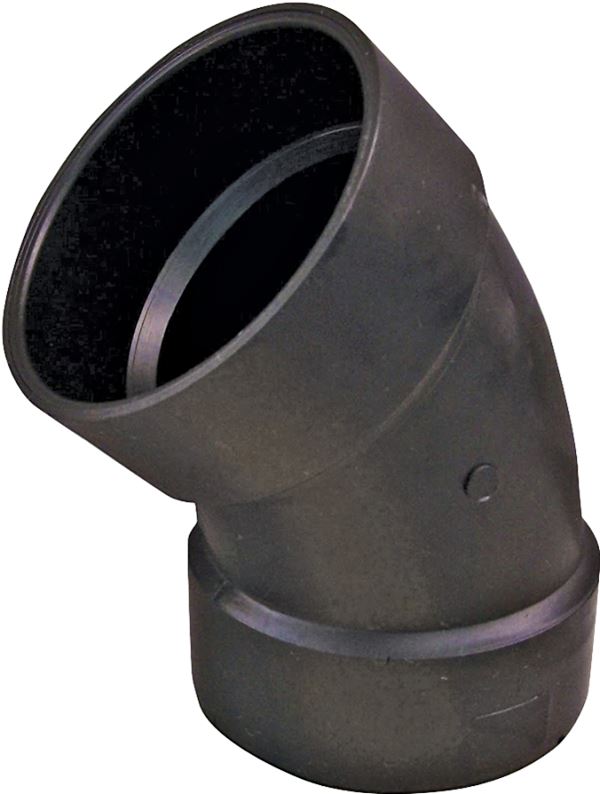 Thrifco Plumbing 6792503 1/8 Bend Pipe Elbow, 3 in, Hub, 45 deg Angle, ABS, Black