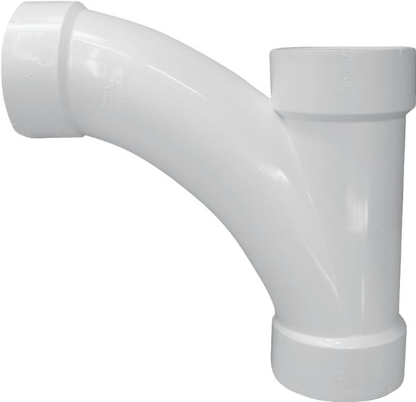 Canplas 194304 Combination Tee Pipe Wye, 4 in, Hub, PVC, White, SCH 40 Schedule