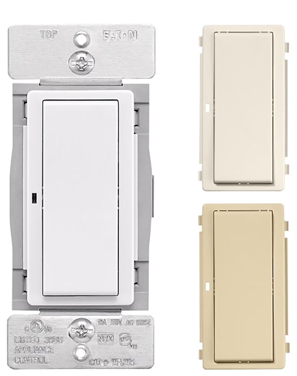 Eaton WFSW15-C2-SP-L Smart Switch, 1-Pole, 3-Way, 120 VAC, 60 Hz, Wi-Fi, Light Almond/Ivory/White